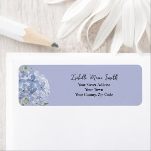 Étiquette Fleurs d'hortensia bleu poussiéreux chic Invitatio