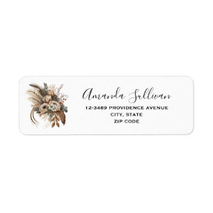 Étiquette Fleurs Élégantes Feuillage et plumes