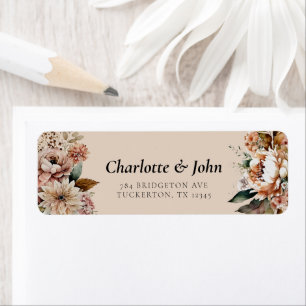 Étiquette Fleurs élégantes Mariage d'automne Adresse de reto