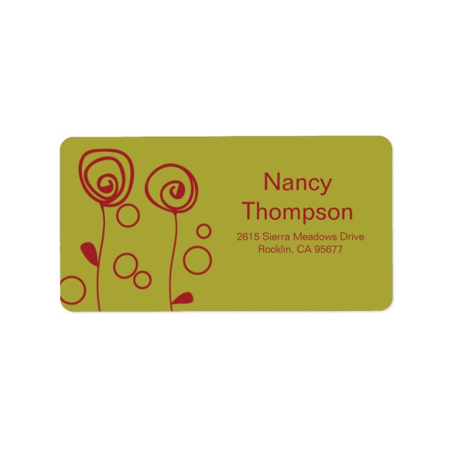 Étiquette Fleurs élégantes - Rouge (Devant)