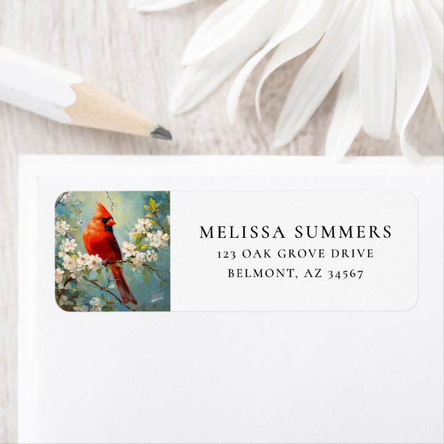 Étiquette Fleurs en fleurs blanches cardinales Art (En situation)