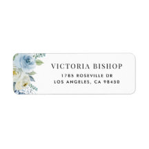 Fleurs et feuillage à l'aquarelle bleue et blanche