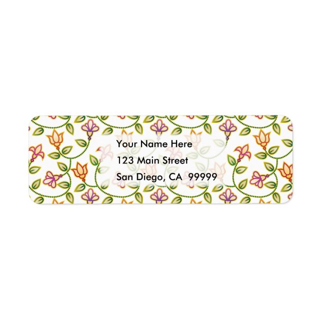 Étiquette Fleurs, Feuilles et perles Art Déco TOUT REVÊTEMEN (Devant)