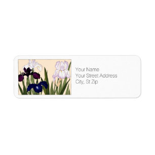 Étiquette Fleurs Iris Bleues et Blanches Adresse de retour