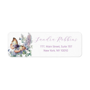 Étiquette Fleurs Lilac et papillons