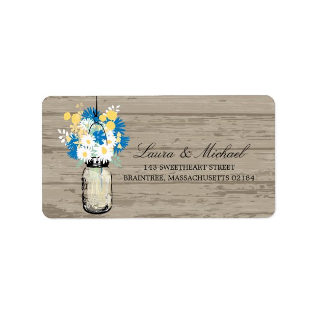 Étiquette Fleurs Mason Jar | Adresse postale (Devant)