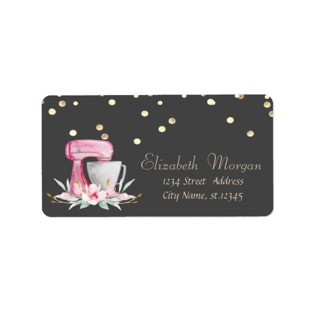 Étiquette Fleurs mélange confettis feuille d'or (Devant)