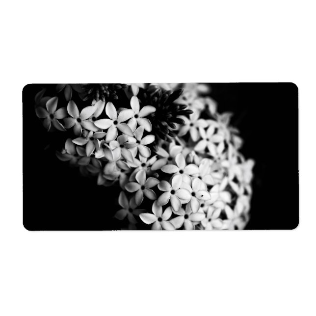 Étiquette fleurs noires et blanches (Devant)