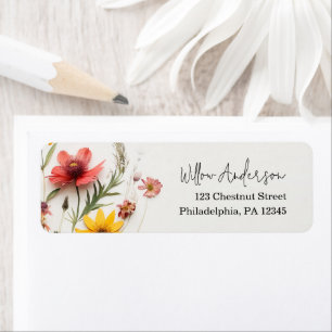 Étiquette Fleurs Pressées Fleur Sauvage Bohème Adresse de Re