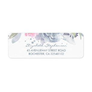Étiquette Fleurs roses bleues et molles poussiéreuses