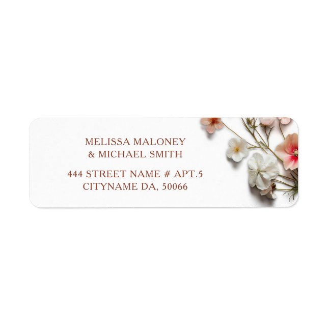 Étiquette Fleurs sauvages 3D |  Mariage (Devant)