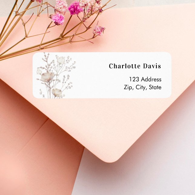 Étiquette Fleurs sauvages crème beige adresse de retour  (Créateur téléchargé)