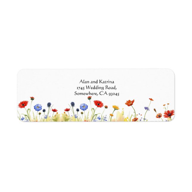 Étiquette Fleurs Sauvages de Prairie Printanière (Devant)