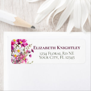 Étiquette Fleurs sauvages roses Magenta Fleurs colorées du j