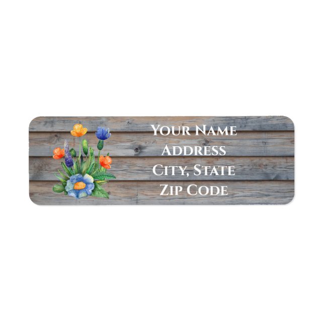 Étiquette Fleurs sauvages Sur Des Planiers En Bois (Devant)