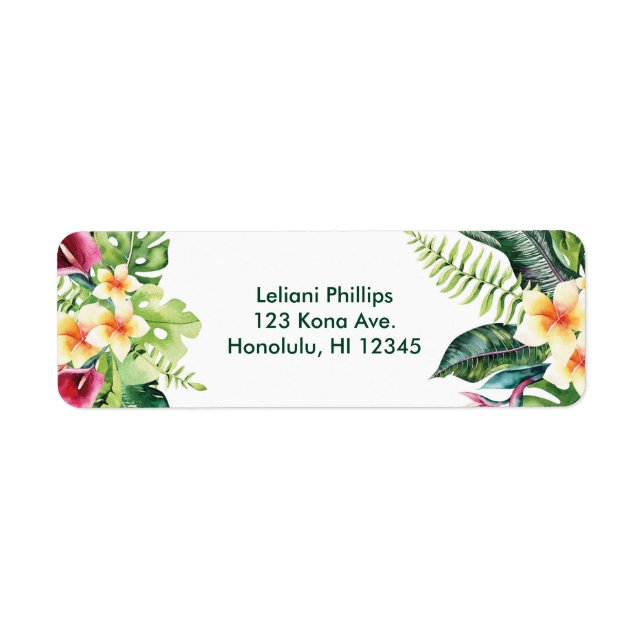 Étiquette Fleurs Tropicales Feuilles Fête de Mariage Florale (Devant)
