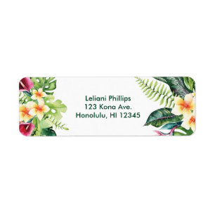 Étiquette Fleurs Tropicales Feuilles Floral Fête de Mariage