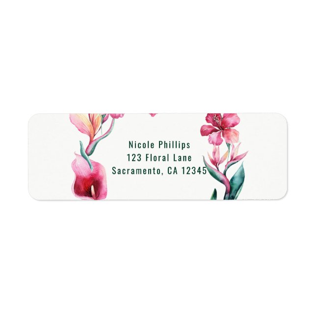 Étiquette Fleurs tropicales hawaïennes Élégante fête de mari (Devant)