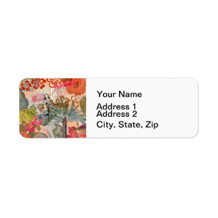 Étiquette Fleurs vintages Hula Colorful Hawaiian Tropical