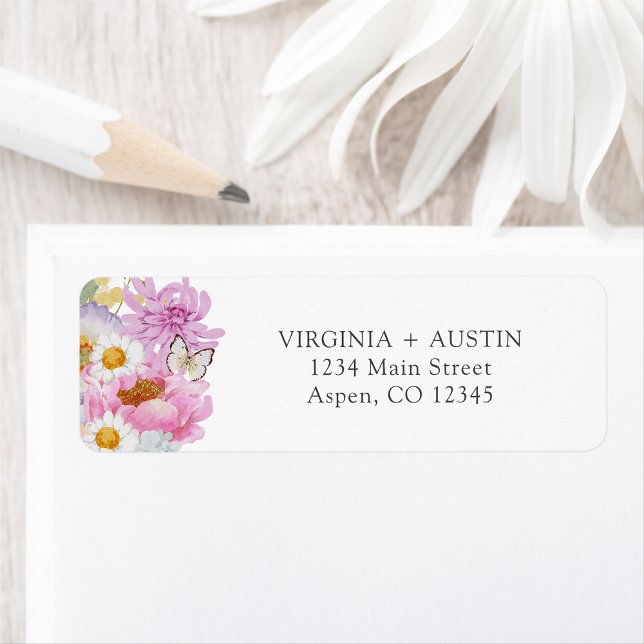 Étiquette Fleurs Vives et Audacieuses (Bold Bright Floral Return Address Label by Painted Paperie
)