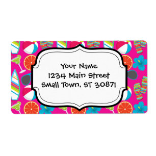 Étiquette Flip Flops Plage Lunettes de soleil Beach Ball ros