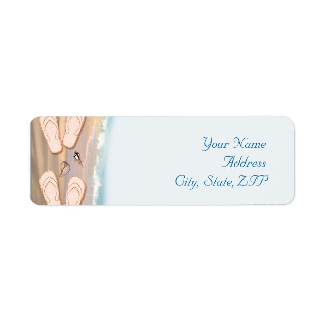 Étiquette Flip Flops sur la plage (Devant)