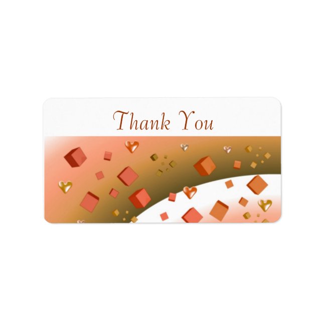 Étiquette Floating Cubes and Hearts Thank You Labels (Devant)