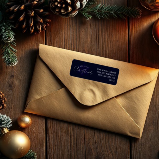 Étiquette Flocon de neige de Noël le plus joyeux Bleu marine (Créateur téléchargé)