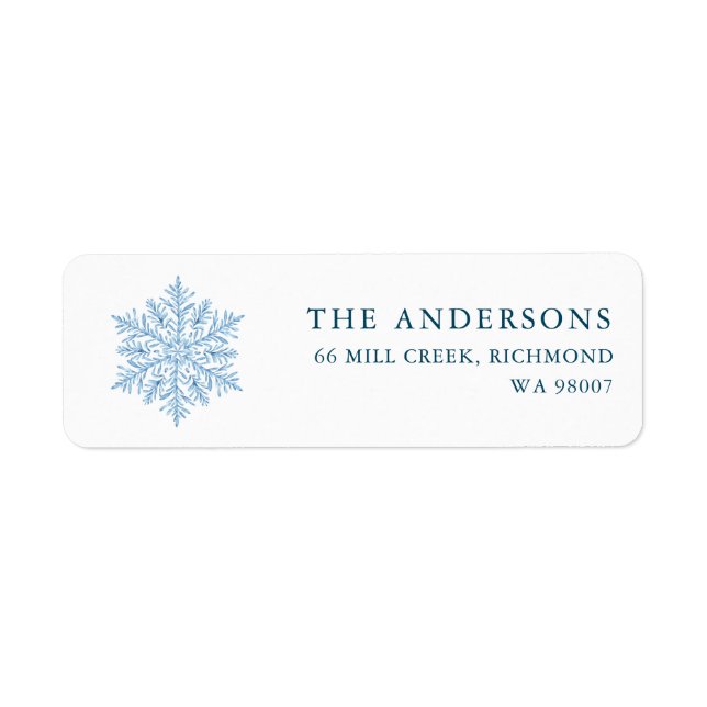 Étiquette Flocon de neige d'hiver Adresse de retour de Noël (Devant)