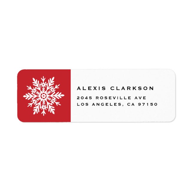 Étiquette Flocon de neige fantaisiste blanc Noël rouge (Devant)