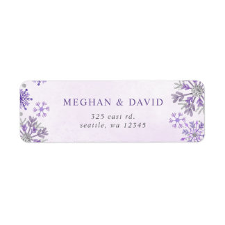Étiquette Flocons de Neige Argent Violet Noël Hiver Mariage