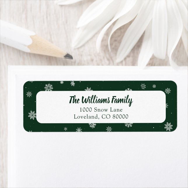 Étiquette Flocons Vertes Vacances (Snowflakes Green Holiday Label
)