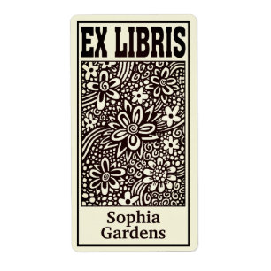 Étiquette Floral Abstrait Ex Libris (filtré)