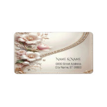 Floral and Pearl Embellishments Address Label
