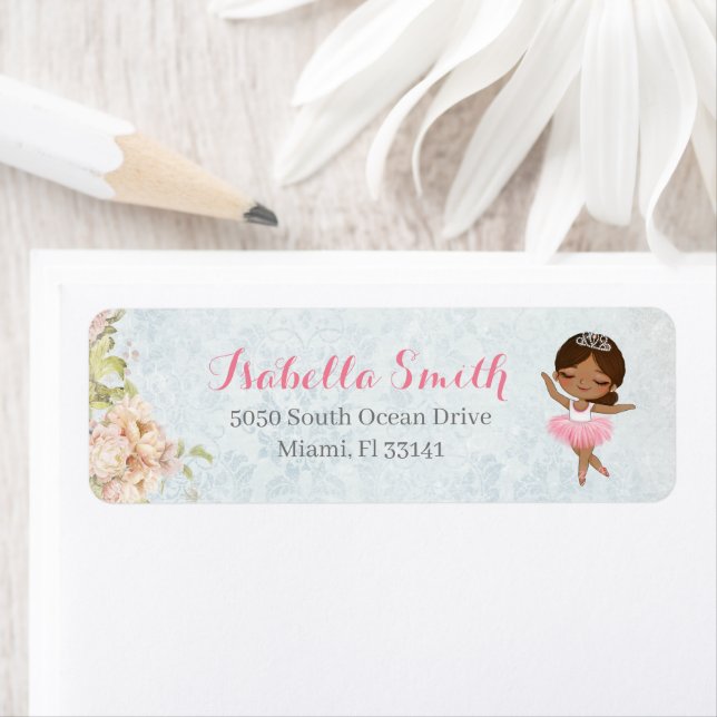 Étiquette Floral Ballerina Adresse de retour (En situation)