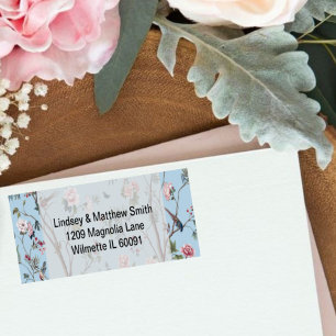 Étiquette Floral bleu antique