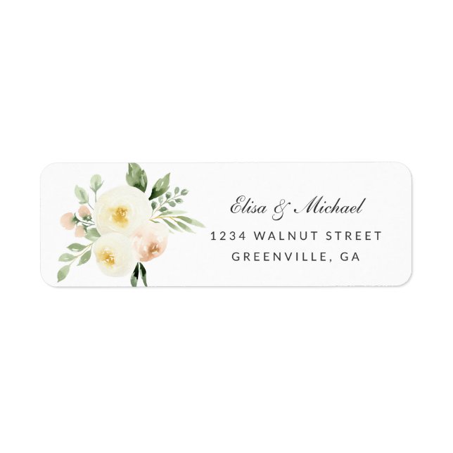 Étiquette Floral Blush Peach Élégant Mariage Adresse (Devant)