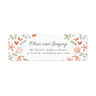 Étiquette Floral Blush Pink Greenery Adresse de retour