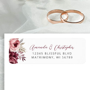 Étiquette Floral Burgundy Dusty Mariage Rose Retour