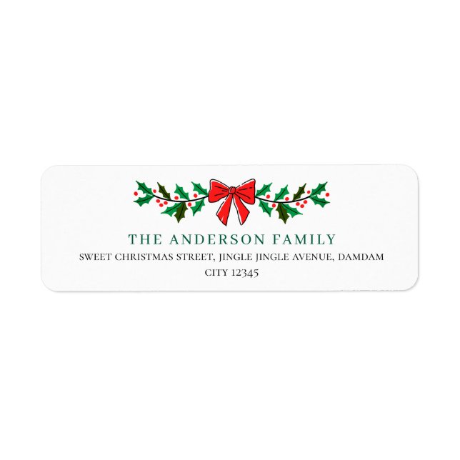 Étiquette Floral Christmas Elegant Simple Return Address (Devant)