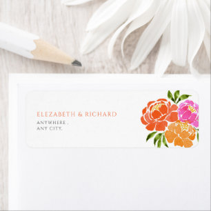 Étiquette floral d'aquarelle rose chaud