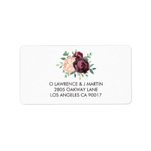 Étiquette Floral de Peach Rose de Bourgogne