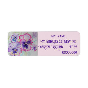 Étiquette Floral de purple Pansy Aquarelle
