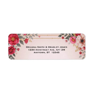 Étiquette Floral en rose Adresse de retour