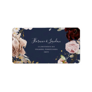 Étiquette Floral flush moderne   Adresse de retour RSVP Navy