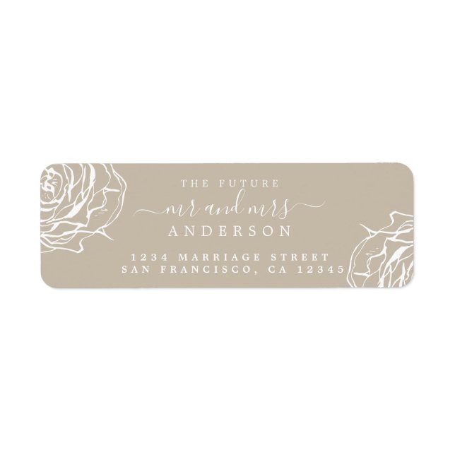 Étiquette Floral Grey Future M. Mme Mariage Retour Adresse (Devant)