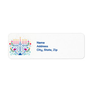 Étiquette floral Hanoukka Menorah