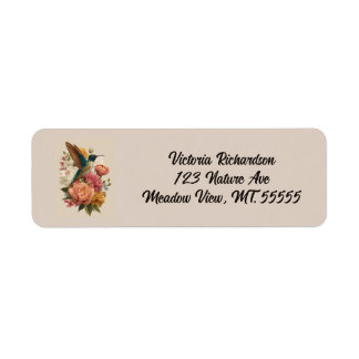 Étiquette Floral Hummingbird Return Address Label