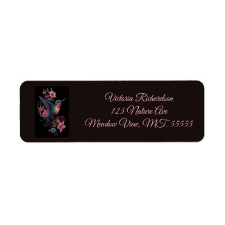 Étiquette Floral Hummingbird Return Address Label