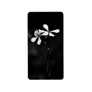 Étiquette floral noir et blanc minimal